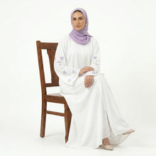 Pink Abaya With White Bow Emb