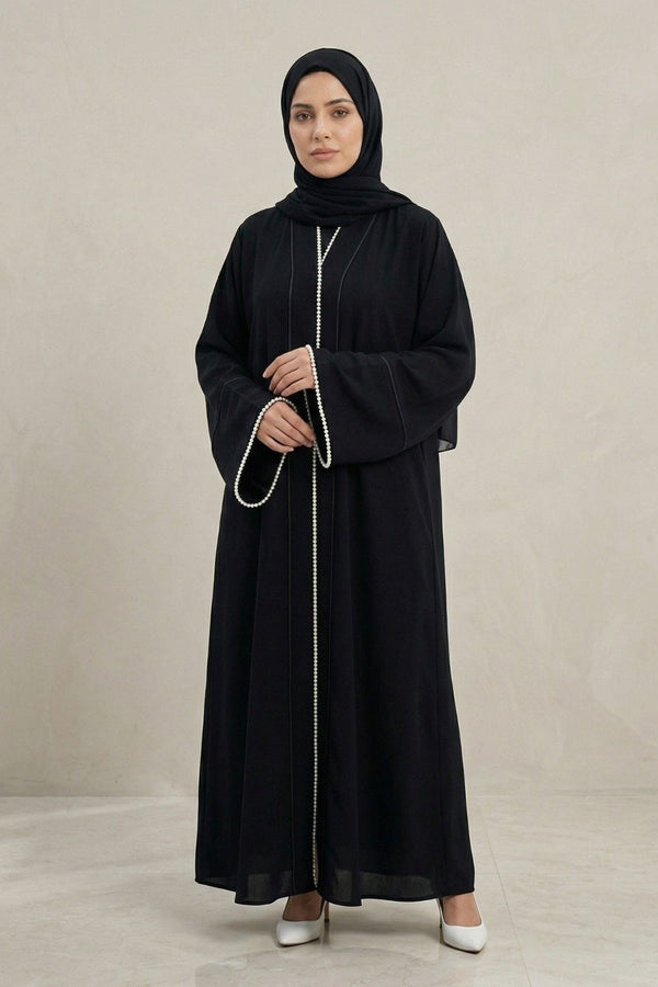 Lace‑Front Black Elegance Abaya