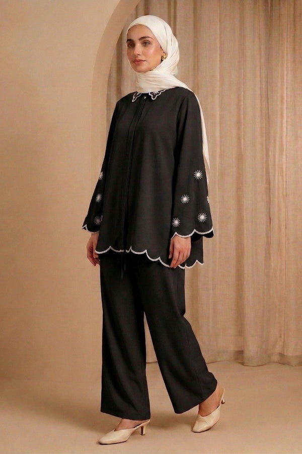 Scallop Bloom Embroidered Co‑ord Set
