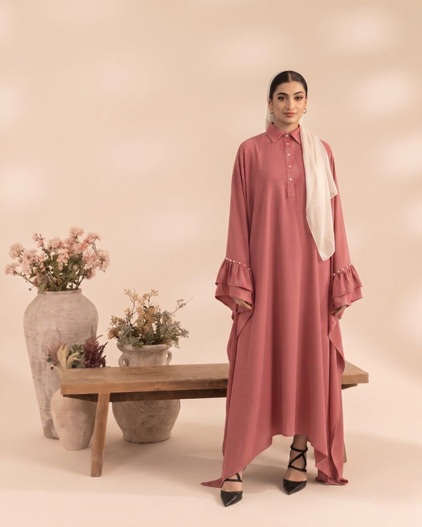Pearl Trim Bell Sleeve Kaftan
