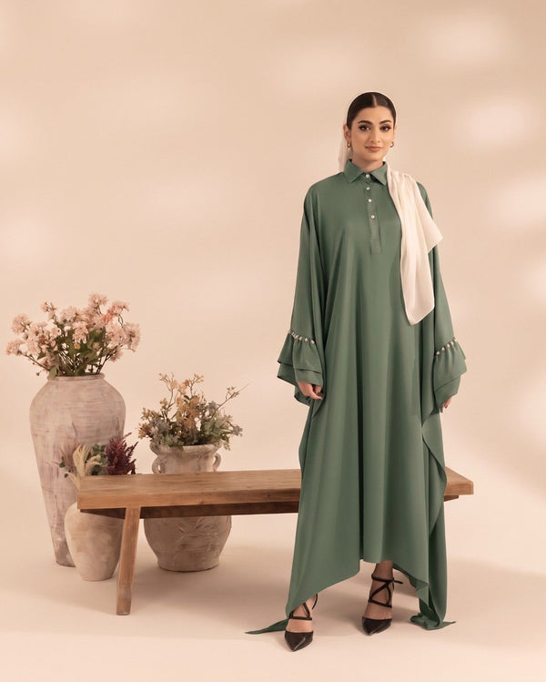 Pearl Trim Bell Sleeve Kaftan
