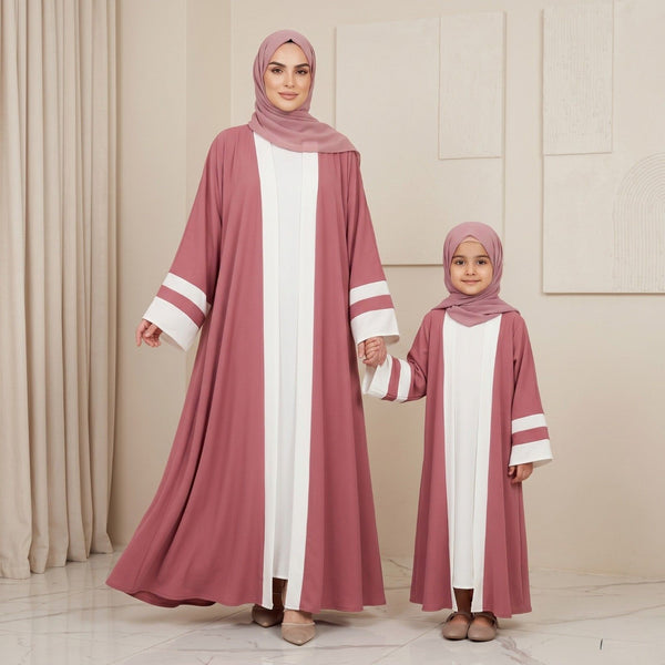 2 PC Layered  Sleeve Abaya Mommy &  Me Abaya set