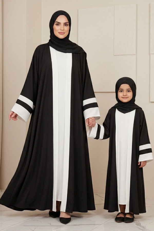 2 PC Layered  Sleeve Abaya Mommy &  Me Abaya set