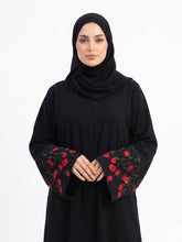 Crimson Bloom Emb Abaya