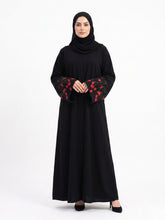 Crimson Bloom Emb Abaya