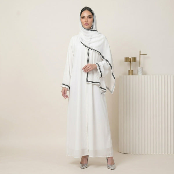 Basic Abaya with Embroidered Hijab