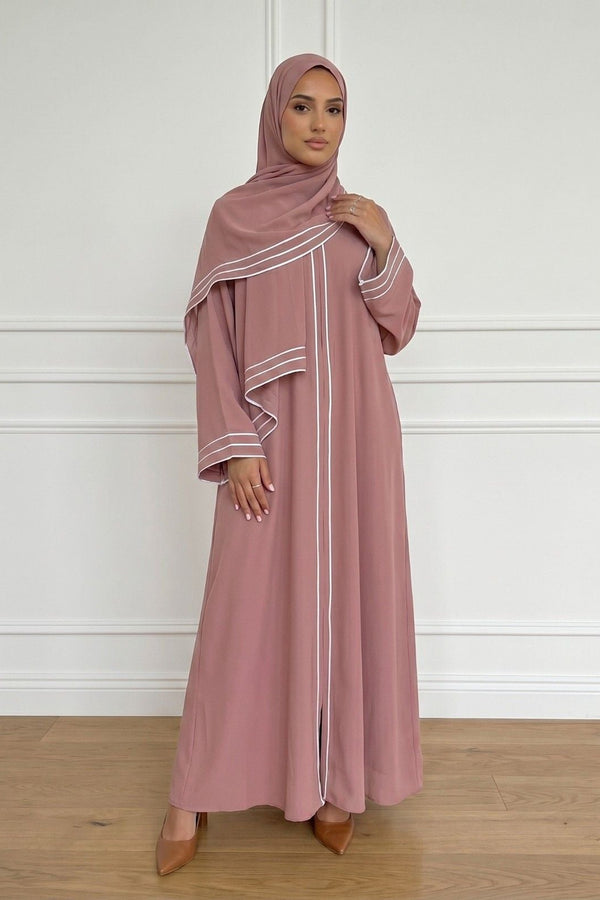 Ameera Contrast Line Abaya