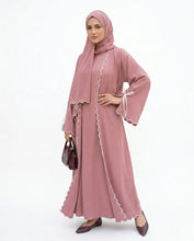 Cutwork Embroidered Abaya with Tie Sleeves 2 pc