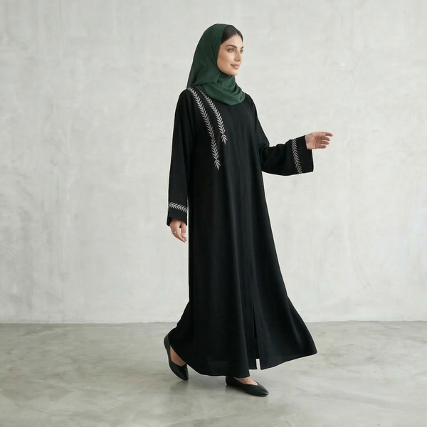 Noor Embroidered Black Abaya