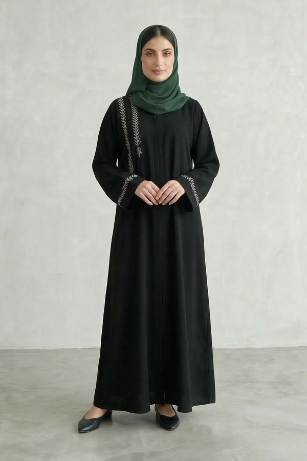 Noor Embroidered Black Abaya
