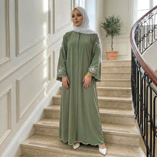 Olive Bloom Embroidered Abaya