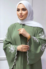 Olive Bloom Embroidered Abaya