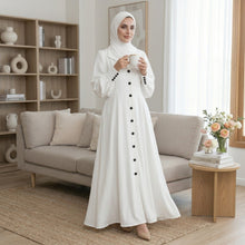 White Coat Buttoned Abaya