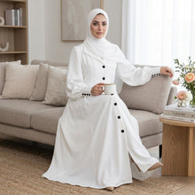 White Coat Buttoned Abaya