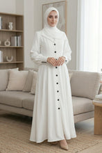 White Coat Buttoned Abaya