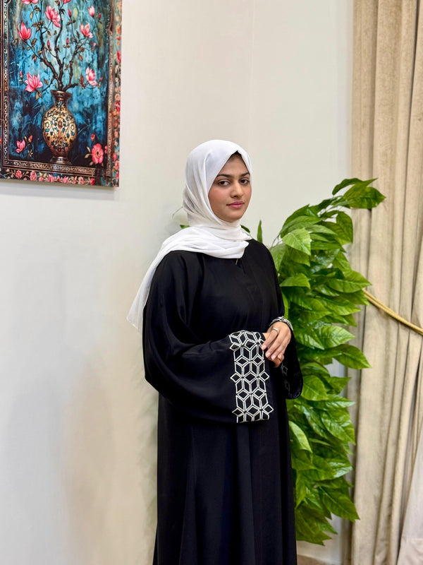 Geometric Elegance Embroidery Abaya-33