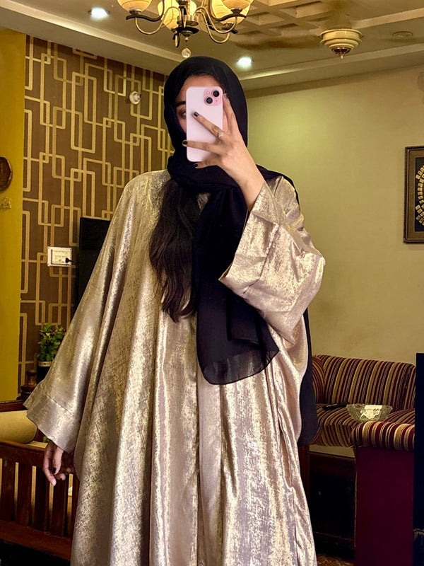 Shimmer abaya front button open style-216