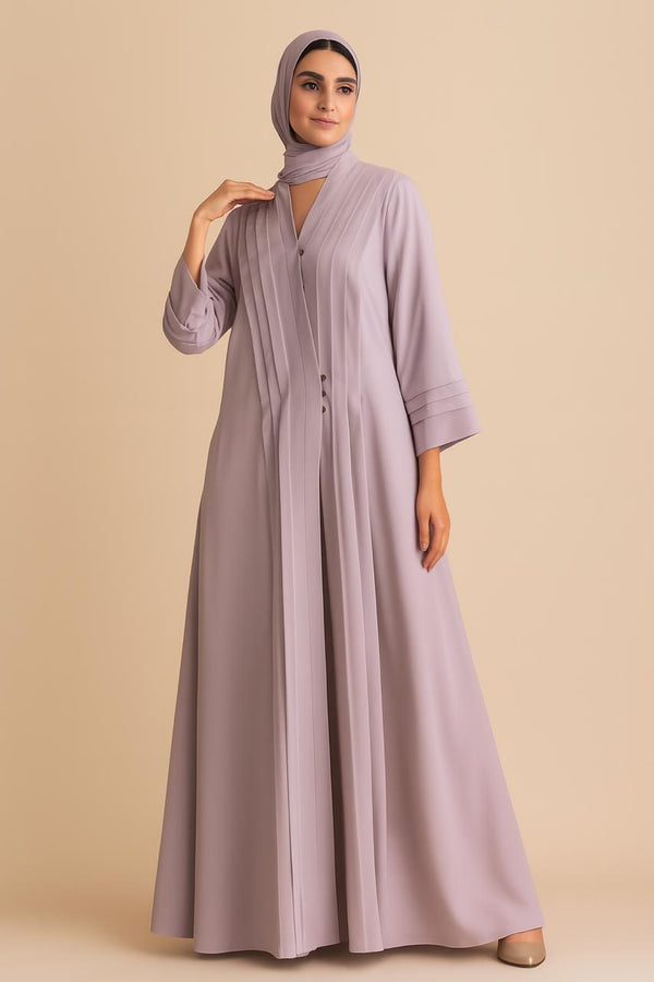 Elegant Pleated Lavender Abaya