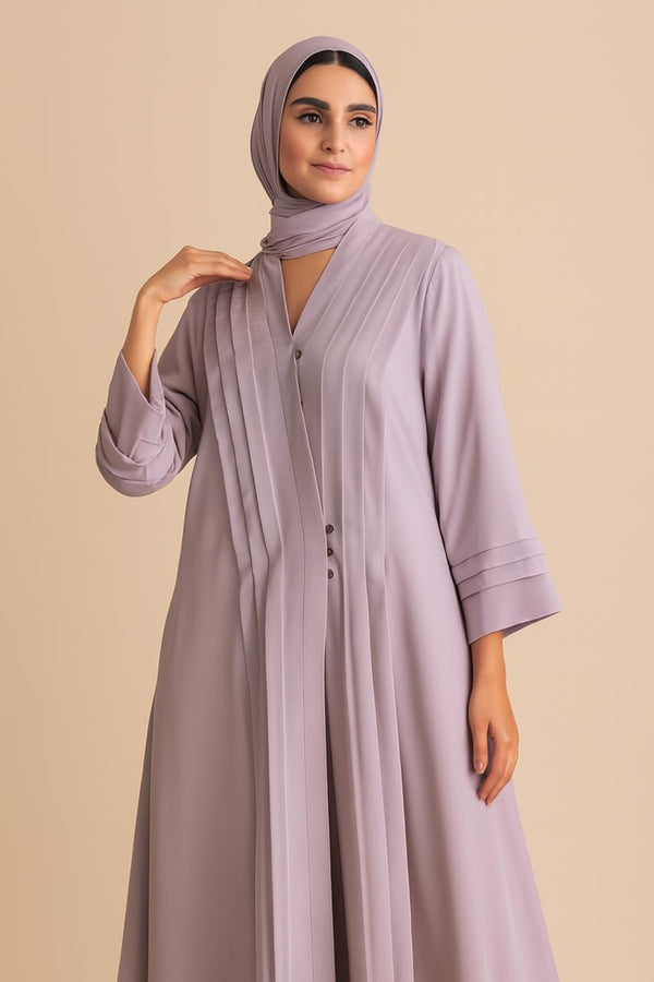 Elegant Pleated Lavender Abaya