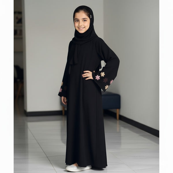 Kids Floral Embroidery Abaya
