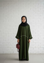 Kids Olive Piped Abaya