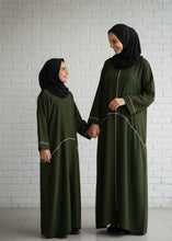 Kids Olive Piped Abaya