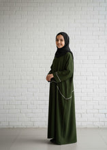 Kids Olive Piped Abaya