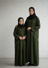 Kids Olive Piped Abaya