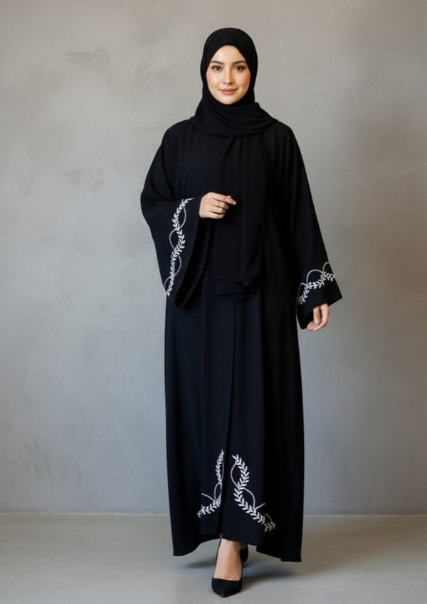 Black Sleeves Embroidery Abaya