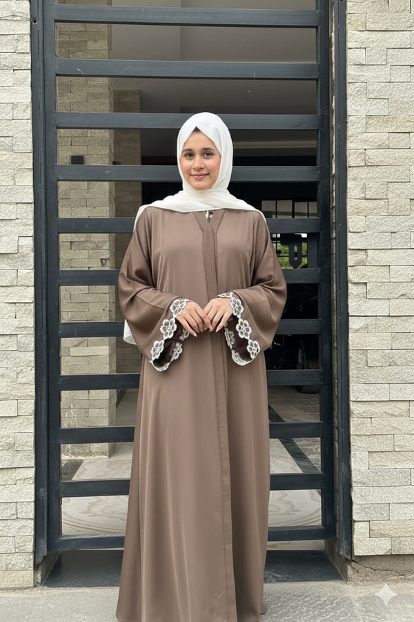 Mocha Bloom Embroidered Abaya