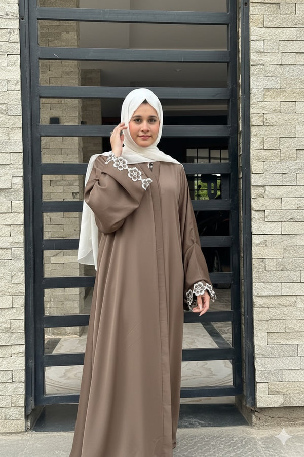 Mocha Bloom Embroidered Abaya