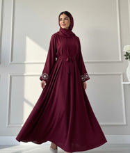 Maroon Elegance Embroidered Abaya