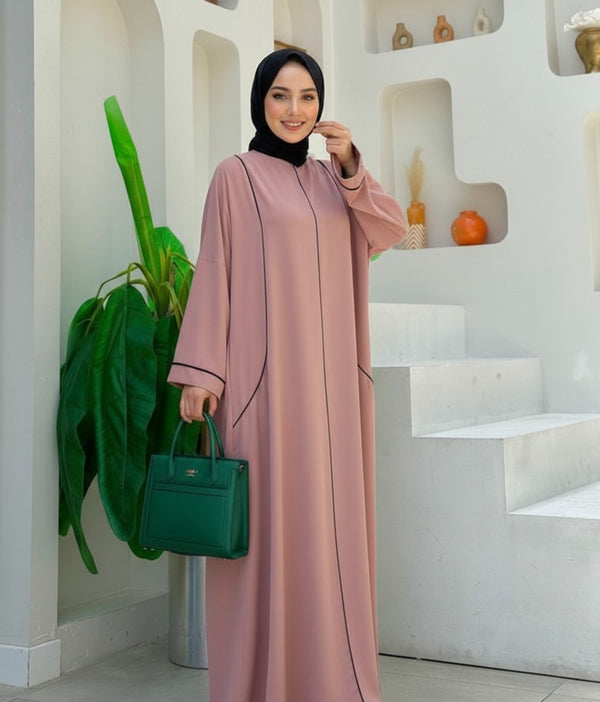 Soft Bloom Piped Abaya
