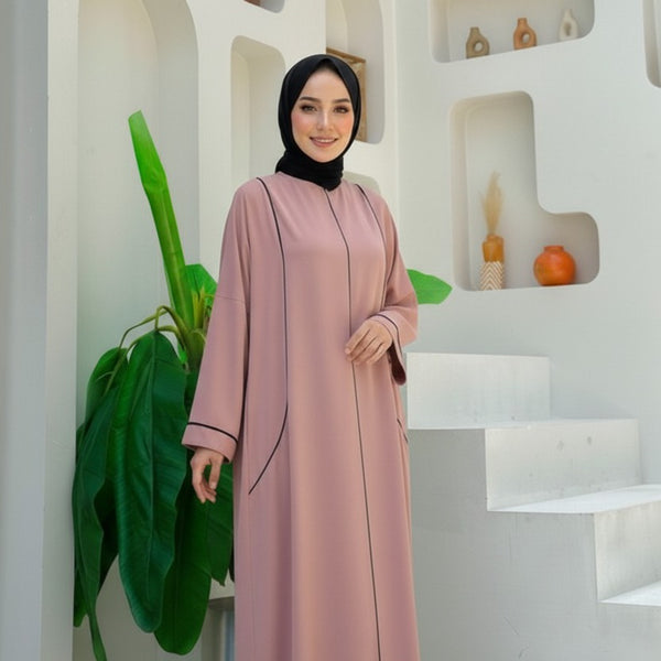 Soft Bloom Piped Abaya
