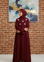 Maroon Daisy Elegance Abaya