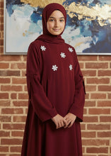 Maroon Daisy Elegance Abaya