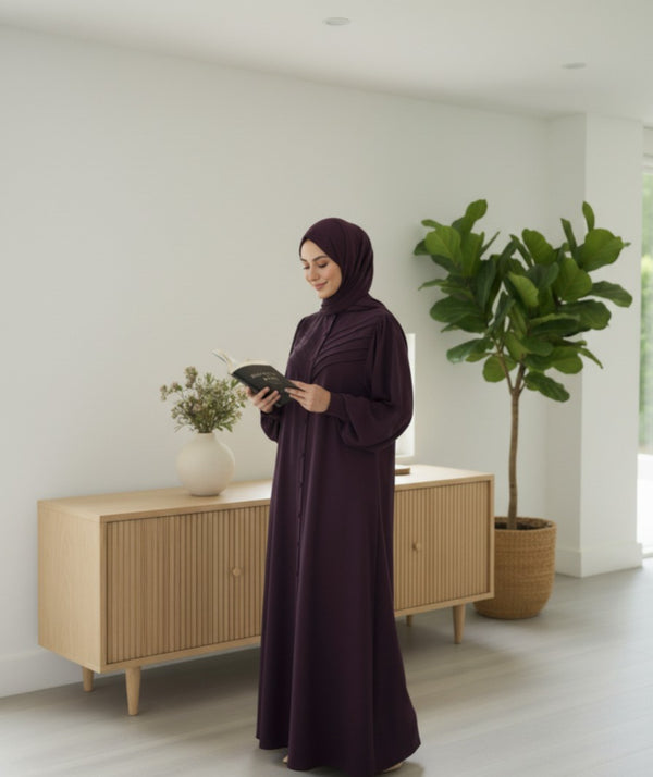Amethyst Pleated Elegance Abaya