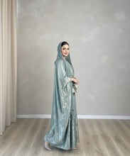 Celestial Mint Velvet Shimmer Abaya