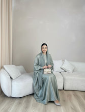 Celestial Mint Velvet Shimmer Abaya