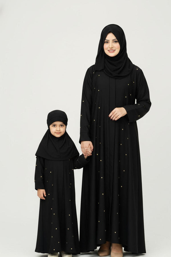 Noir Gold Spark – Mommy & Me Abaya Set