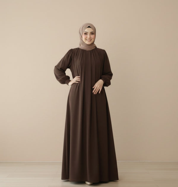 Mocha Grace Pleated Abaya