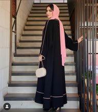 Blush Piping Elegance Abaya
