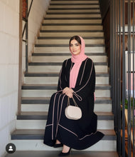 Blush Piping Elegance Abaya