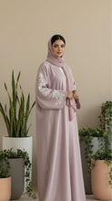 Tea pink sleeves embroidery Abaya