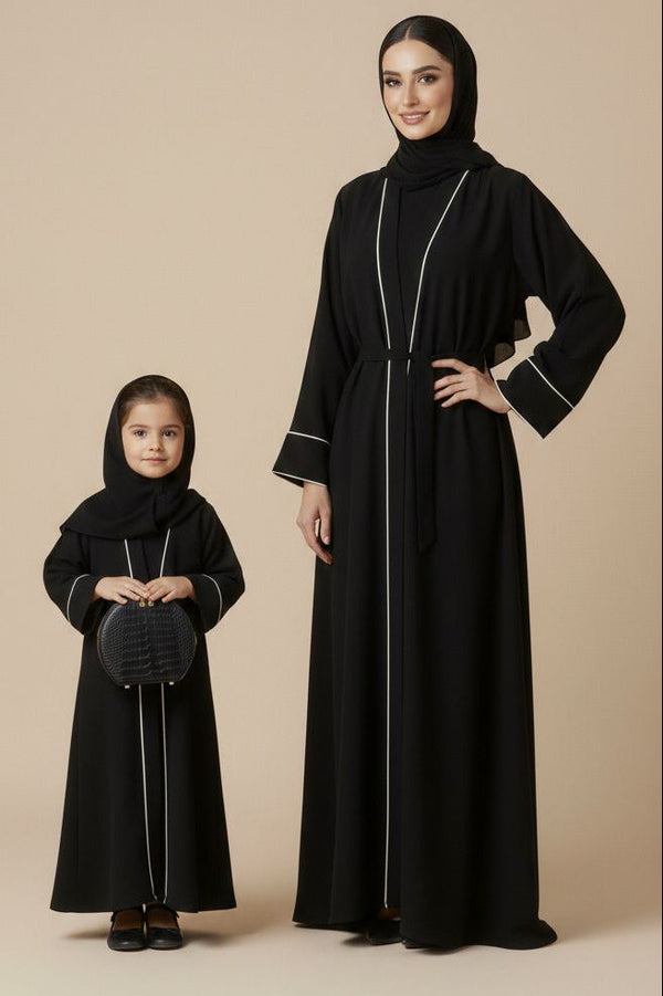Elegant Mommy & Me Matching Black Abaya Set