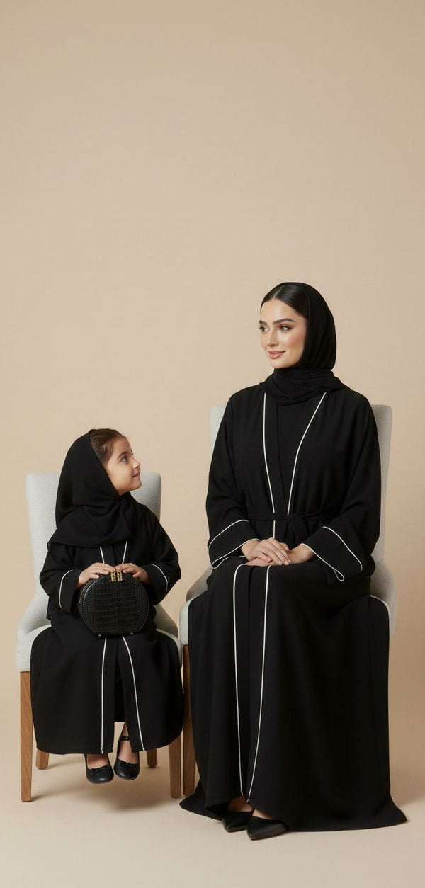 Elegant Mommy & Me Matching Black Abaya Set