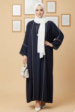 Luxury Navy Blue Double Layer Abaya Set with Separate Inner