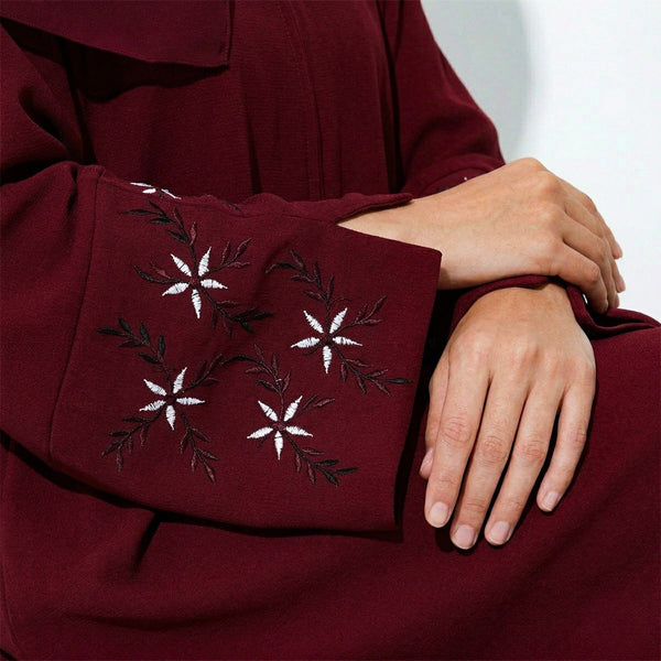 Deep Red Elegance Abaya