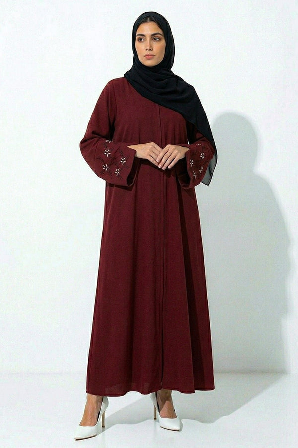 Deep Red Elegance Abaya