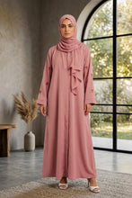 Pink Embroidered Flower Abaya